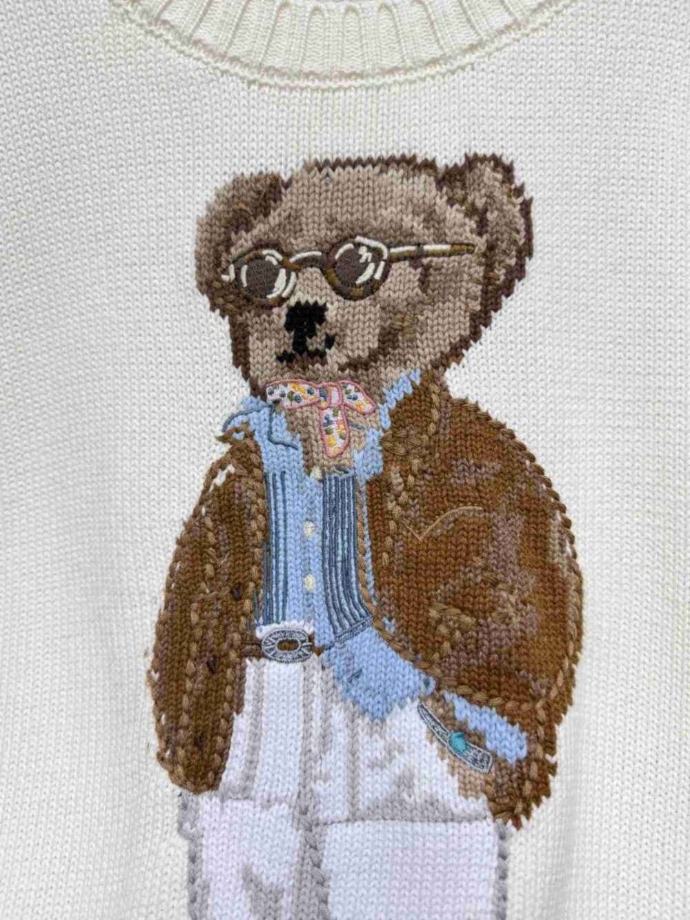 Polo Ralph Lauren Teddy Bear Ivory Crew Sweater - Picture 4 of 6